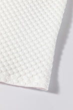 Load image into Gallery viewer, White Solid Textured O Neck Puff Sleeve Blouse