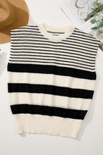 Load image into Gallery viewer, Black White Striped Sleeveless Knit Top