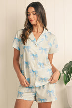 Load image into Gallery viewer, Yellow Bow Printed Short Sleeve Shirt Shorts Pajama Set