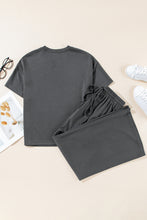 Load image into Gallery viewer, Dark Grey Crewneck Tee and Loose Pants Set