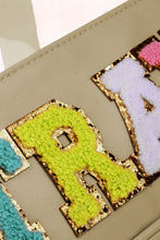 Load image into Gallery viewer, Black TRAVEL Chenille Letter Clear PVC Makeup Bag