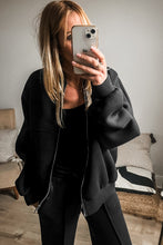 Load image into Gallery viewer, Black Seamed Zipper Jacket and Drawstring Waist Pants Set