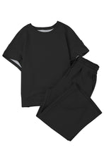 Load image into Gallery viewer, Gray Textured Loose Fit T Shirt & Drawstring Pants Set