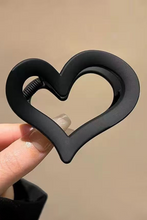 Load image into Gallery viewer, Black Simple Frosted Heart Shaped Hair Claw Clip