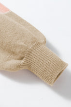 Load image into Gallery viewer, Dusty Pink Color Block Lantern Sleeve Drop Shoulder Sweater