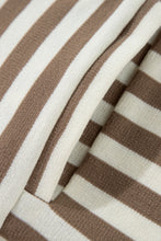 Load image into Gallery viewer, Brown Stripe Drop Sleeve Plus Size Henley Hoodie