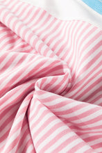 Load image into Gallery viewer, Khaki Stripe Patchwork Bracelet Sleeve Plus Size T Shirt