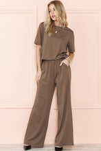 Load image into Gallery viewer, Smoke Gray Solid Color T-Shirt and Wide Leg Pants Set