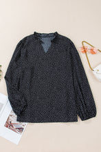 Load image into Gallery viewer, Black Plus Size Leopard Print Frill Notch V Neck Blouse