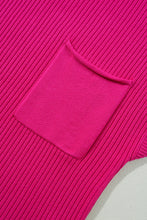 Load image into Gallery viewer, Pink Patch Pocket Ribbed Knit Short Sleeve Sweater
