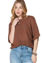 Load image into Gallery viewer, Coffee Mock Neck Short Batwing Sleeve Sweater