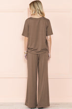 Load image into Gallery viewer, Smoke Gray Solid Color T-Shirt and Wide Leg Pants Set