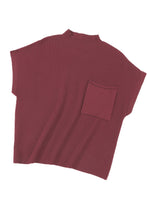 Load image into Gallery viewer, Pink Patch Pocket Ribbed Knit Short Sleeve Sweater