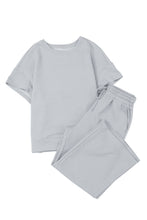 Load image into Gallery viewer, Gray Textured Loose Fit T Shirt & Drawstring Pants Set
