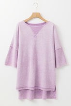 Load image into Gallery viewer, Light Grey Mineral Wash Drop Sleeve Patchwork Plus Size Tee