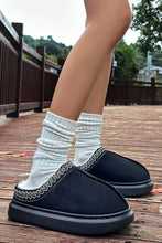 Load image into Gallery viewer, Black Contrast Edge Suede Plush Lined Thick Sole Winter Slippers