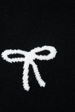 Load image into Gallery viewer, Black Bow Print Side Tie Scalloped Hem Knit Top