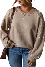 Load image into Gallery viewer, Smoke Gray Plus Size Pearl Pullover Sweater