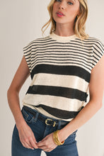 Load image into Gallery viewer, Black White Striped Sleeveless Knit Top