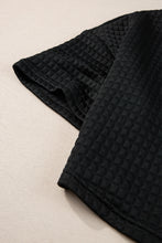 Load image into Gallery viewer, Black Lattice Textured Cropped Tee and Jogger Pants Set