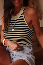 Load image into Gallery viewer, Black Stripe Crew Neck Slim Fit Sweater Vest