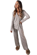 Load image into Gallery viewer, White Allover Leopard Print Long Sleeve and Pants Pajama Set