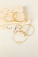 Load image into Gallery viewer, Gold Heart Geometric Knot Open Cuff Bracelet 4-piece Set