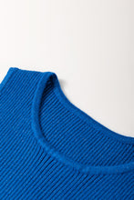 Load image into Gallery viewer, Dark Blue Solid Ribbed Knit Sheath Sleeveless Midi Sweater Dress