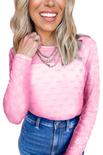 Load image into Gallery viewer, White Bow Pattern Long Sleeve Slim Fit Mesh Top