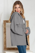 Load image into Gallery viewer, Green Flap Pockets Bishop Sleeve Zip Up Hoodie Jacket