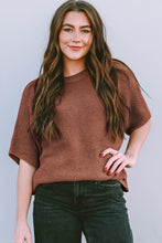 Load image into Gallery viewer, Coffee Mock Neck Short Batwing Sleeve Sweater