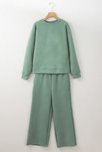 Load image into Gallery viewer, Dark Khaki Textured Loose Slouchy Long Sleeve Top and Pants Set