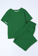 Load image into Gallery viewer, Gray Textured Loose Fit T Shirt & Drawstring Pants Set