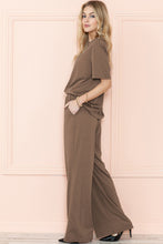 Load image into Gallery viewer, Smoke Gray Solid Color T-Shirt and Wide Leg Pants Set