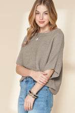 Load image into Gallery viewer, Coffee Mock Neck Short Batwing Sleeve Sweater