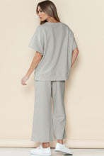 Load image into Gallery viewer, Gray Textured Loose Fit T Shirt & Drawstring Pants Set