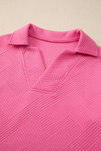 Load image into Gallery viewer, Sail Blue Solid Textured Collared V Neck Top and Wide Leg Pants Set