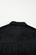 Load image into Gallery viewer, Peacock Blue Raw Edge Bell Short Sleeve Denim Jacket