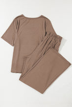 Load image into Gallery viewer, Smoke Gray Solid Color T-Shirt and Wide Leg Pants Set