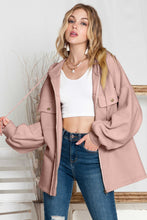 Load image into Gallery viewer, Green Flap Pockets Bishop Sleeve Zip Up Hoodie Jacket