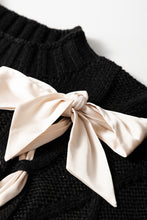 Load image into Gallery viewer, Black Satin Bowknot Cable Knit Top