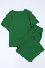 Load image into Gallery viewer, Gray Textured Loose Fit T Shirt & Drawstring Pants Set