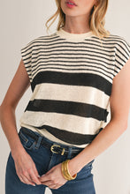 Load image into Gallery viewer, Black White Striped Sleeveless Knit Top