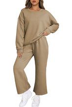 Load image into Gallery viewer, Dark Khaki Textured Loose Slouchy Long Sleeve Top and Pants Set