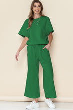 Load image into Gallery viewer, Gray Textured Loose Fit T Shirt & Drawstring Pants Set
