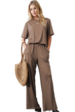 Load image into Gallery viewer, Smoke Gray Solid Color T-Shirt and Wide Leg Pants Set