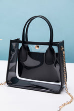 Load image into Gallery viewer, Black PVC PU Leather Chain Strap Clear Shoulder Bag