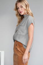 Load image into Gallery viewer, Pink Patch Pocket Ribbed Knit Short Sleeve Sweater