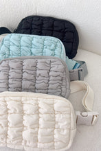 Load image into Gallery viewer, White Quilted Puffer Belt Zipper Crossbody Bags