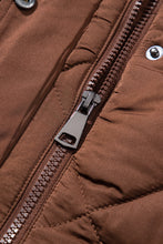 Load image into Gallery viewer, Coffee Puffer Quilted Stand Collar Pocketed Vest Coat